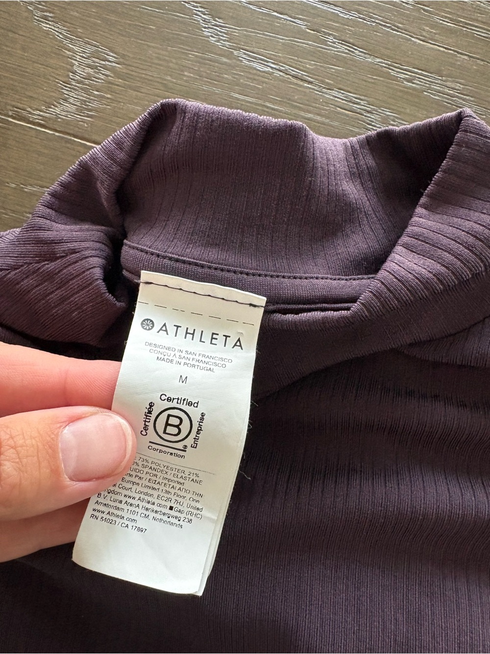Athleta Ribbed Mock Neck Top in Plum